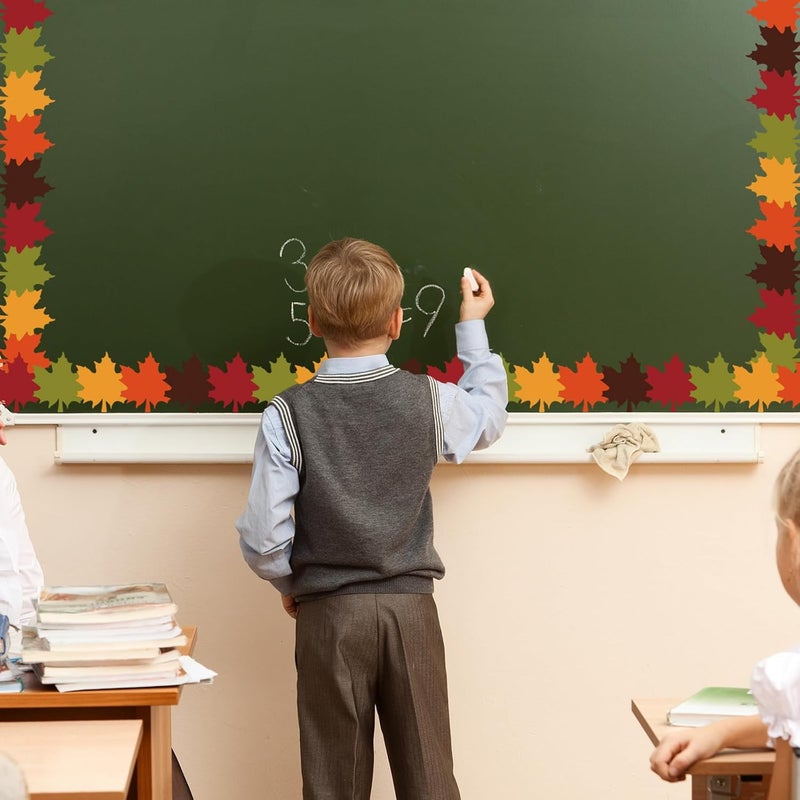 Whaline 32.8Ft Fall Bulletin Board Borders Maple Leaves Shape Die-Cut Bulletin Board Strips Colorful Autumn Leaf Rolled Bulletin Border Trim for Fall Harvest Thanksgiving Classroom Office Decor - Image 4